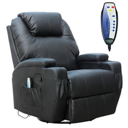 WestWood Bonded Leather Massage Recliner Chair Cinema Sofa Armchair Swivel Heat - Black