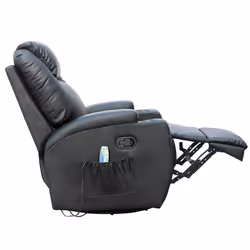 WestWood Bonded Leather Massage Recliner Chair Cinema Sofa Armchair Swivel Heat - Black