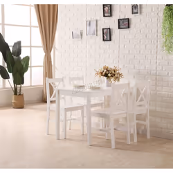 WestWood Quality Solid Wooden Dining Table and 4 Chairs Set Kitchen - White