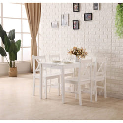 WestWood Quality Solid Wooden Dining Table and 4 Chairs Set Kitchen - White