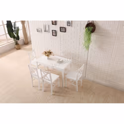 WestWood Quality Solid Wooden Dining Table and 4 Chairs Set Kitchen - White