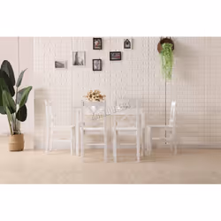 WestWood Quality Solid Wooden Dining Table and 4 Chairs Set Kitchen - White