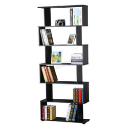 WestWood Modern Book Shelves | 6 Tier S Shape Bookshelf Case Storage - PB01 - Black