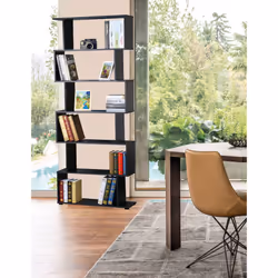 WestWood Modern Book Shelves | 6 Tier S Shape Bookshelf Case Storage - PB01 - Black