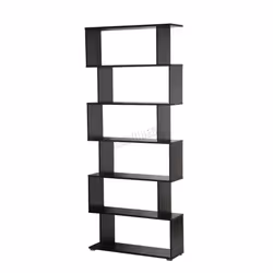 WestWood Modern Book Shelves | 6 Tier S Shape Bookshelf Case Storage - PB01 - Black