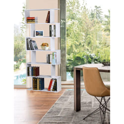 WestWood Modern Book Shelves | 6 Tier S Shape Bookshelf Case Storage - PB01 - White