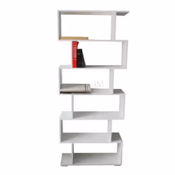 WestWood Modern Book Shelves | 6 Tier S Shape Bookshelf Case Storage - PB01 - White