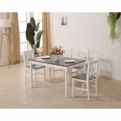 WestWood Quality Solid Wooden Dining Table and 4 Chairs Set Kitchen - Grey