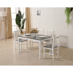 WestWood Quality Solid Wooden Dining Table and 4 Chairs Set Kitchen - Grey