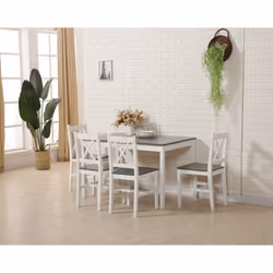 WestWood Quality Solid Wooden Dining Table and 4 Chairs Set Kitchen - Grey