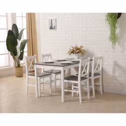 WestWood Quality Solid Wooden Dining Table and 4 Chairs Set Kitchen - Grey