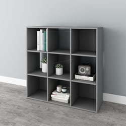 WestWood Bookshelf 3 Tier 9 Cube Bookcase Storage Display PB Shelving Rack Unit - Grey