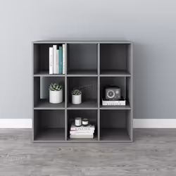 WestWood Bookshelf 3 Tier 9 Cube Bookcase Storage Display PB Shelving Rack Unit - Grey