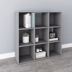 WestWood Bookshelf 3 Tier 9 Cube Bookcase Storage Display PB Shelving Rack Unit - Grey