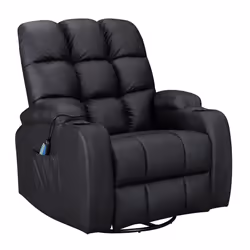 WestWood Massage Cinema Recliner Sofa Chair PU Leather Armchair Swivel MLS12 - Black