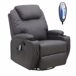 WestWood Bonded Leather Massage Recliner Chair Cinema Sofa Armchair Swivel Heat - Grey