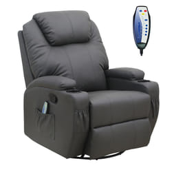 WestWood Bonded Leather Massage Recliner Chair Cinema Sofa Armchair Swivel Heat - Grey