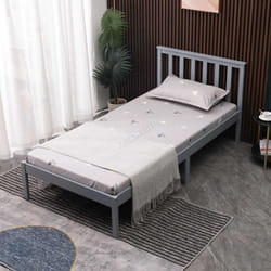 WestWood Single Double King Bed Solid Pine Frame Bedroom Furniture Low Foot End - Single, Grey