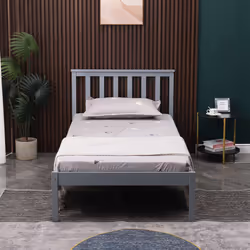 WestWood Single Double King Bed Solid Pine Frame Bedroom Furniture Low Foot End - Single, Grey