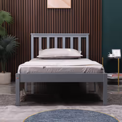WestWood Single Double King Bed Solid Pine Frame Bedroom Furniture Low Foot End - Single, Grey