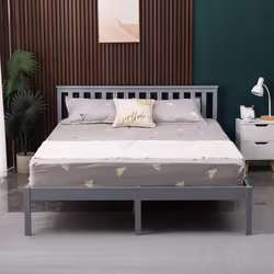 WestWood Single Double King Bed Solid Pine Frame Bedroom Furniture Low Foot End - Double, Grey