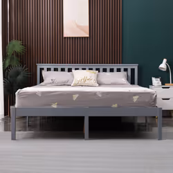 WestWood Single Double King Bed Solid Pine Frame Bedroom Furniture Low Foot End - Double, Grey