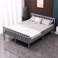 WestWood Single Double King Bed Solid Pine Frame Bedroom Footboard Grey White - Double, Grey