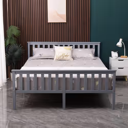 WestWood Single Double King Bed Solid Pine Frame Bedroom Footboard Grey White - Double, Grey