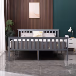 WestWood Single Double King Bed Solid Pine Frame Bedroom Footboard Grey White - Double, Grey