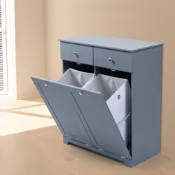 WestWood Modern Bathroom Tilt-Out Laundry Cabinet With 2 Laundry Basket Drawers - Grey