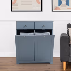 WestWood Modern Bathroom Tilt-Out Laundry Cabinet With 2 Laundry Basket Drawers - Grey