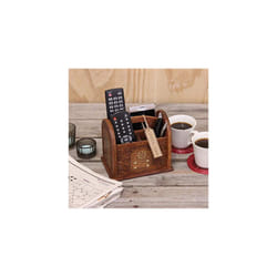 Wooden Remote Control Storage Rack with Brass Inlay 3 Section Caddy Handmade