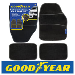 Goodyear 4pc Luxury Velour Car Mat Carpet Set Universal Fit Non-Slip Backing