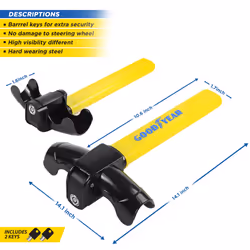 Goodyear Heavy Duty Universal T Shape Steering Wheel Lock Anti-Theft Security