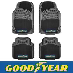 Goodyear 4pc Non Slip Floor Mats Rubber Carpet Luxury Car Mat Front & Rear Set