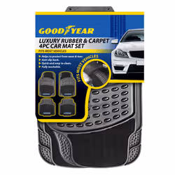 Goodyear 4pc Non Slip Floor Mats Rubber Carpet Luxury Car Mat Front & Rear Set