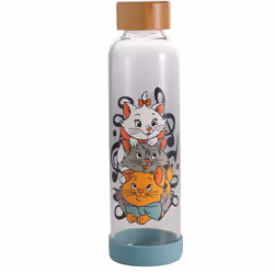 Half Moon Bay The Aristocats Glass Water Bottle - 500ml - Travel Water Bottle Gifts