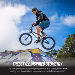 Mongoose Ritual Kids/Youth BMX Bike, 51 Centimeter Wheels, Hi-Ten Steel Frame, Caliper Brakes, Black