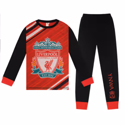 Liverpool FC Boys Pyjamas Long Sublimation Kids OFFICIAL Football Gift - Red Black, 7-8 Years