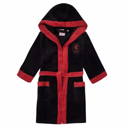 Liverpool FC Official Football Gift Boys Hooded Fleece Dressing Gown Robe - Black, 5-6 Years