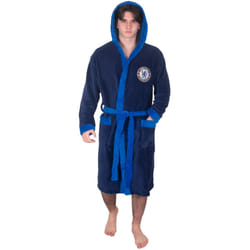 Chelsea FC Mens Dressing Gown Robe Hooded Fleece OFFICIAL Football Gift - Navy Blue, Large