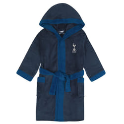 Tottenham Hotspur Boys Dressing Gown Robe Hooded Fleece OFFICIAL Football Gift - Navy Blue/Marine, 13-14 Years