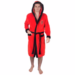 Liverpool FC Mens Dressing Gown Robe Hooded Fleece OFFICIAL Football Gift - Red, 3XL