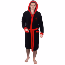 Liverpool FC Mens Dressing Gown Robe Hooded Fleece OFFICIAL Football Gift - Black, 3XL