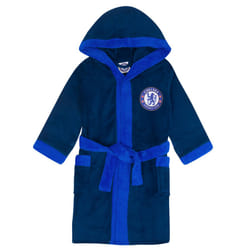 Chelsea FC Boys Dressing Gown Robe Hooded Fleece Kids OFFICIAL Football Gift - Navy Blue, 13-14 Years