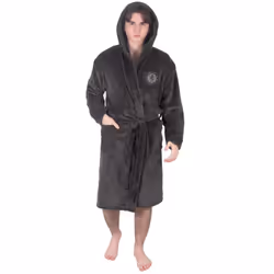 Chelsea FC Mens Dressing Gown Robe Hooded Fleece OFFICIAL Football Gift - Grey, Large