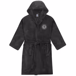 Chelsea FC Mens Dressing Gown Robe Hooded Fleece OFFICIAL Football Gift - Grey, 2XL
