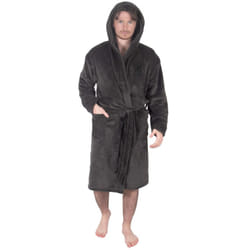 Liverpool FC Mens Dressing Gown Robe Hooded Fleece OFFICIAL Football Gift - Grey, 3XL