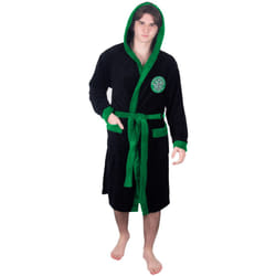 Celtic FC Mens Dressing Gown Robe Hooded Fleece OFFICIAL Football Gift - Black, Medium