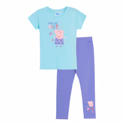 Peppa Pig Girls T-Shirt + Leggings Set Green / Purple 18-24 Months